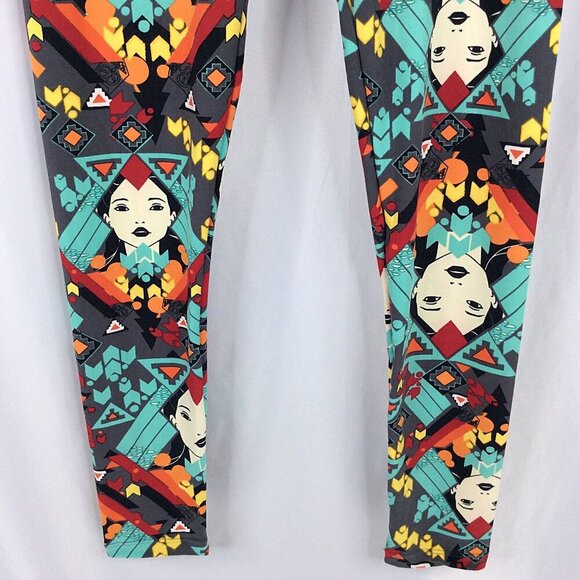 LulaRoe Disney Pocahontas Leggings Womens One Size Aztec Colorful Butter Soft - Picture 4 of 7